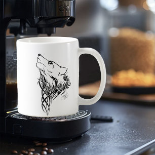 Tribal Black Wolf Howl Kaffeetasse