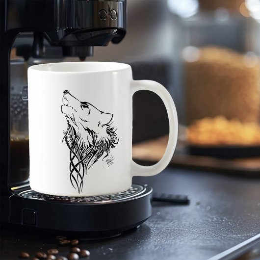 Tribal Black Wolf Howl Kaffeetasse