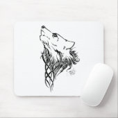 Tribal Black Wolf Howl Mousepad (Mit Mouse)