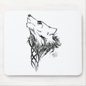 Tribal Black Wolf Howl Mousepad (Vorne)