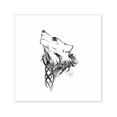 Tribal Black Wolf Howl Permastempel (Design)