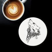 Tribal Black Wolf Howl Sandstein Untersetzer