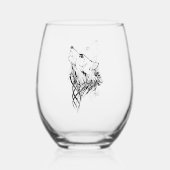 Tribal Black Wolf Howl Weinglas Ohne Stiel (Rückseite)