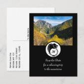 Tribal Black Wolf Silhouette Laurel Monogram Foto Einladungspostkarte (Vorne/Hinten)