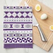 Tribal Blanket Muster Lila Grau Geschirrtuch (Viertel Falte)