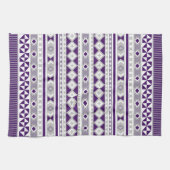 Tribal Blanket Muster Lila Grau Geschirrtuch (Horizontal)