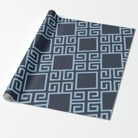 Tribal Blue White Minimal Muster Geschenkpapier (Ungerollt)