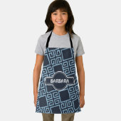 Tribal Blue White Minimal Muster Schürze (Insitu)