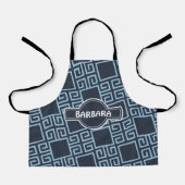 Tribal Blue White Minimal Muster Schürze (Vorderseite)