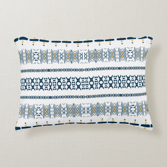 Tribal Blue White Mudcloth Dekokissen (Vorderseite)