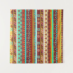 Tribal Boho Art: Nahtlose Hintergrundtextur Wandteppich