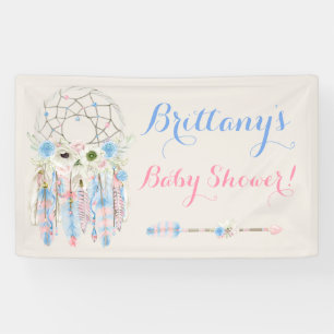 Tribal Boho Dream Catcher Baby Blue & Pink Banner