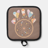 Tribal Boho Dreamcatcher auf Brown Topflappen (Vorderseite)