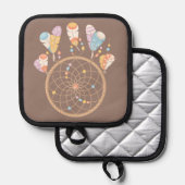Tribal Boho Dreamcatcher auf Brown Topflappen (Vorderseite/Rückseite)