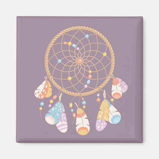 Tribal Boho Dreamcatcher auf Lila Magnet (Vorne)