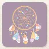 Tribal Boho Dreamcatcher auf Lila Rechteckiger Pappuntersetzer (Vorderseite)
