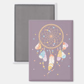 Tribal Boho Dreamcatcher auf Lila V2 Magnet (Vorderseite/Rückseite)