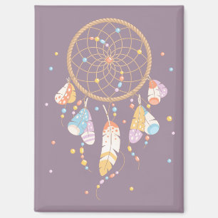 Tribal Boho Dreamcatcher auf Lila V2 Magnet