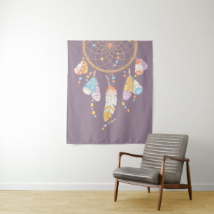 Tribal Boho Dreamcatcher auf Lila Wandteppich