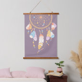 Tribal Boho Dreamcatcher auf Lila Wandteppich Mit Holzrahmen (Schlafzimmer)