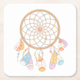 Tribal Boho Dreamcatcher auf Weiß Rechteckiger Pappuntersetzer