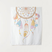 Tribal Boho Dreamcatcher auf Weiß Wandteppich (Vorderseite)
