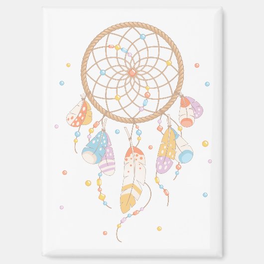 Tribal Boho Dreamcatcher auf White V2 Magnet (Vorderseite)