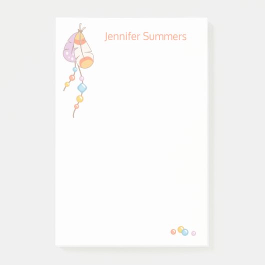 Tribal Boho Dreamcatcher Feathers and Beads Post-it Klebezettel (Vorderseite)