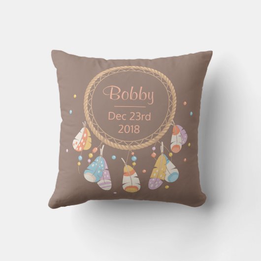 Tribal Boho Dreamcatcher New Baby Keepake Kissen (Rückseite)