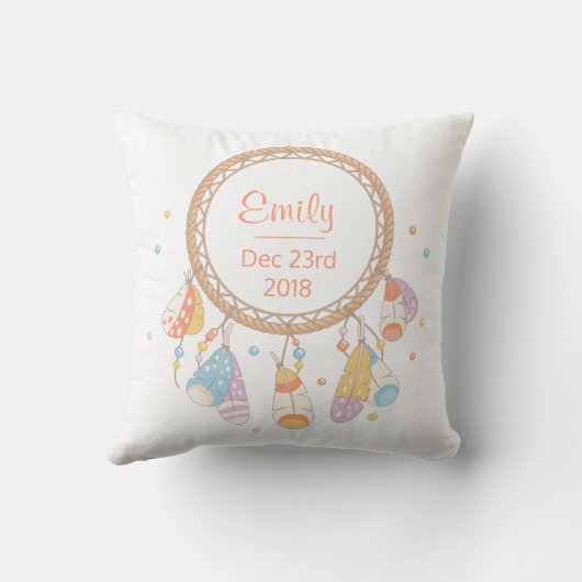 Tribal Boho Dreamcatcher New Baby Keepake Kissen (Rückseite)