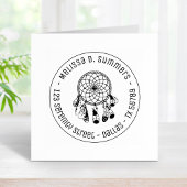 Tribal Boho Dreamcatcher Round Address 3 Gummistempel