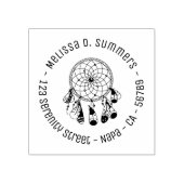 Tribal Boho Dreamcatcher Round Address 4 Gummistempel (Prägung)