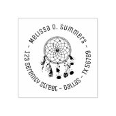 Tribal Boho Dreamcatcher Round Address 4 Gummistempel (Prägung)