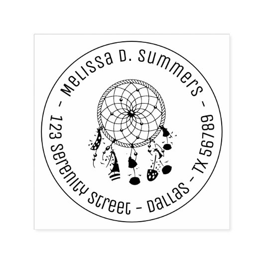 Tribal Boho Dreamcatcher Runde Adresse 1 Permastempel (Design)