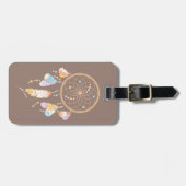 Tribal Boho Dreamcatcher über Brown Gepäckanhänger (Vorderseite horizontal)