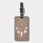 Tribal Boho Dreamcatcher über Brown Gepäckanhänger (Vorderseite vertikal)