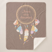 Tribal Boho Dreamcatcher über Brown Quote Sherpadecke (Vorderseite)