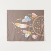 Tribal Boho Dreamcatcher über Brown Wandteppich (Vorderseite (Horizontal))