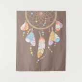 Tribal Boho Dreamcatcher über Brown Wandteppich (Vorderseite)