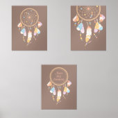 Tribal Boho Dreamcatcher über das braune Set von 3 (Vorderseite)