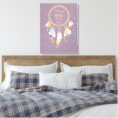 Tribal Boho Dreamcatcher über Lila Zitat Leinwanddruck (Insitu (Schlafzimmer))