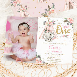 Tribal Boho Elephant Wild 1 1. Geburtstagsbild Einladung