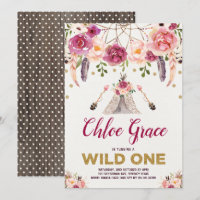 Tribal Boho Floral WILD ONE Birthday Party Teepe