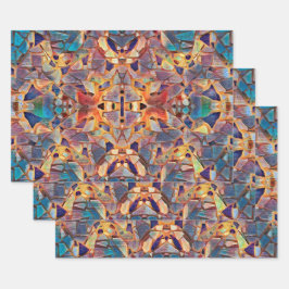 Tribal Boho Hippie Lila gelbes blaues Muster Geschenkpapier Set