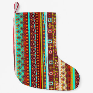 Tribal Boho Kunst: Nahtlose Hintergrundtextur Kleiner Weihnachtsstrumpf