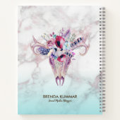 Tribal Boho Skull & Rose gold Imitate Marble Ombre Notizblock (Rückseite)