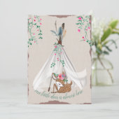 Tribal Boho Tipi und Deer Couple's Baby Shower Einladung (Stehend Vorderseite)