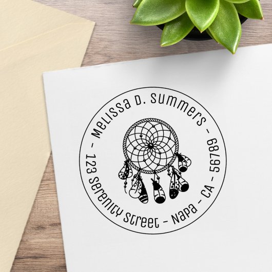 Tribal Boho Traumfänger Runde Adresse 3 Gummistempel