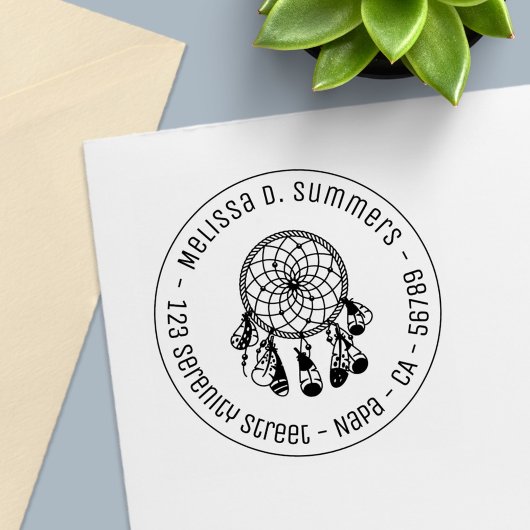 Tribal Boho Traumfänger Runde Adresse 3 Permastempel