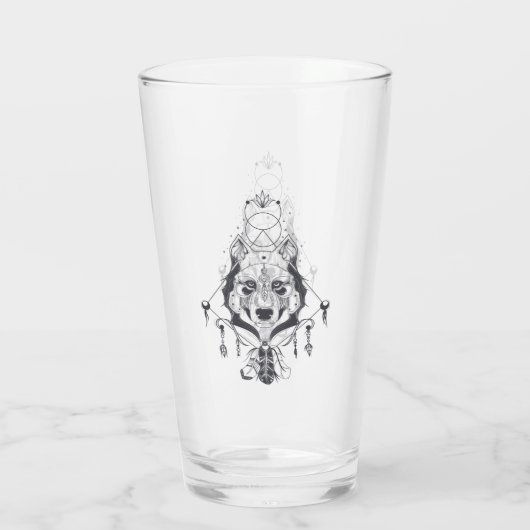 Tribal Boho Wolf Glas (Rückseite)